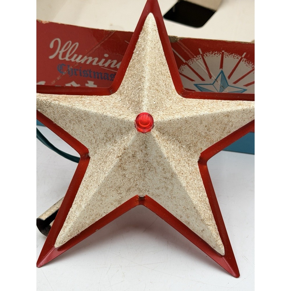 Vintage Glolite/Noma Illuminated Christmas Tree Star Topper w/Box Works